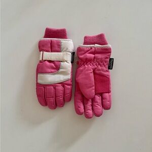 Pink and White Kids Winter Gloves